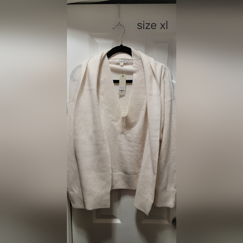 Francesca's Collections Cream V-Neck Sweater